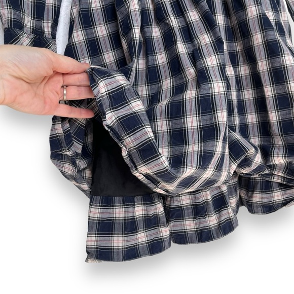 Zara Woman Blue Red Plaid Check Long Sleeve Button Down A-Line Dress Medium - Picture 4 of 7